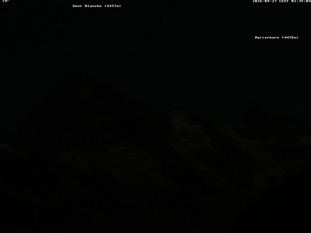 Archiv Foto Webcam Thyon: Les Masses - Blick Richtung Dent Blanche und Matterhorn
