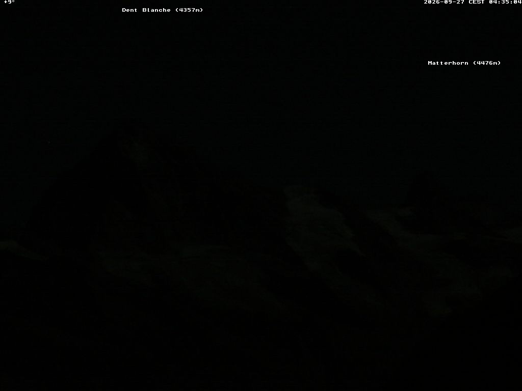 Archiv Foto Webcam Thyon: Les Masses - Blick Richtung Dent Blanche und Matterhorn