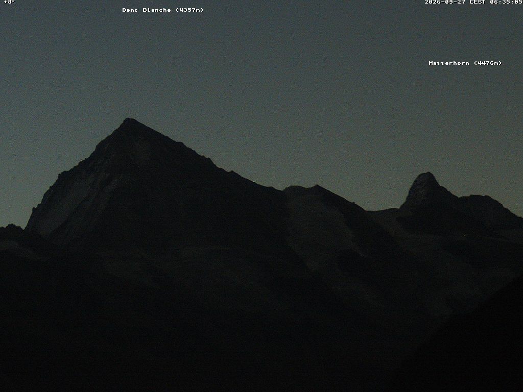 Archiv Foto Webcam Thyon: Les Masses - Blick Richtung Dent Blanche und Matterhorn