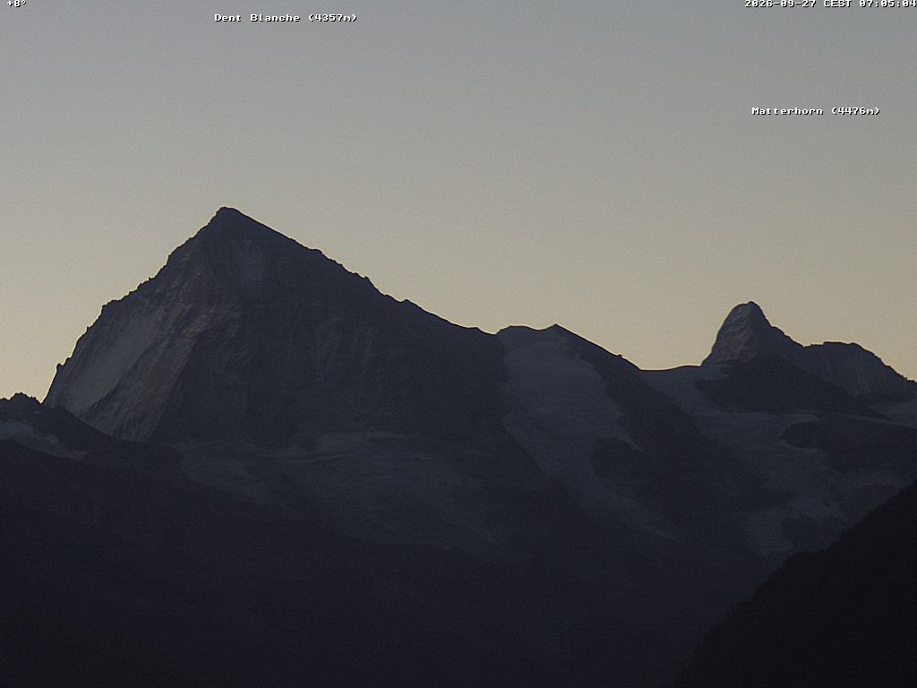 Archiv Foto Webcam Thyon: Les Masses - Blick Richtung Dent Blanche und Matterhorn