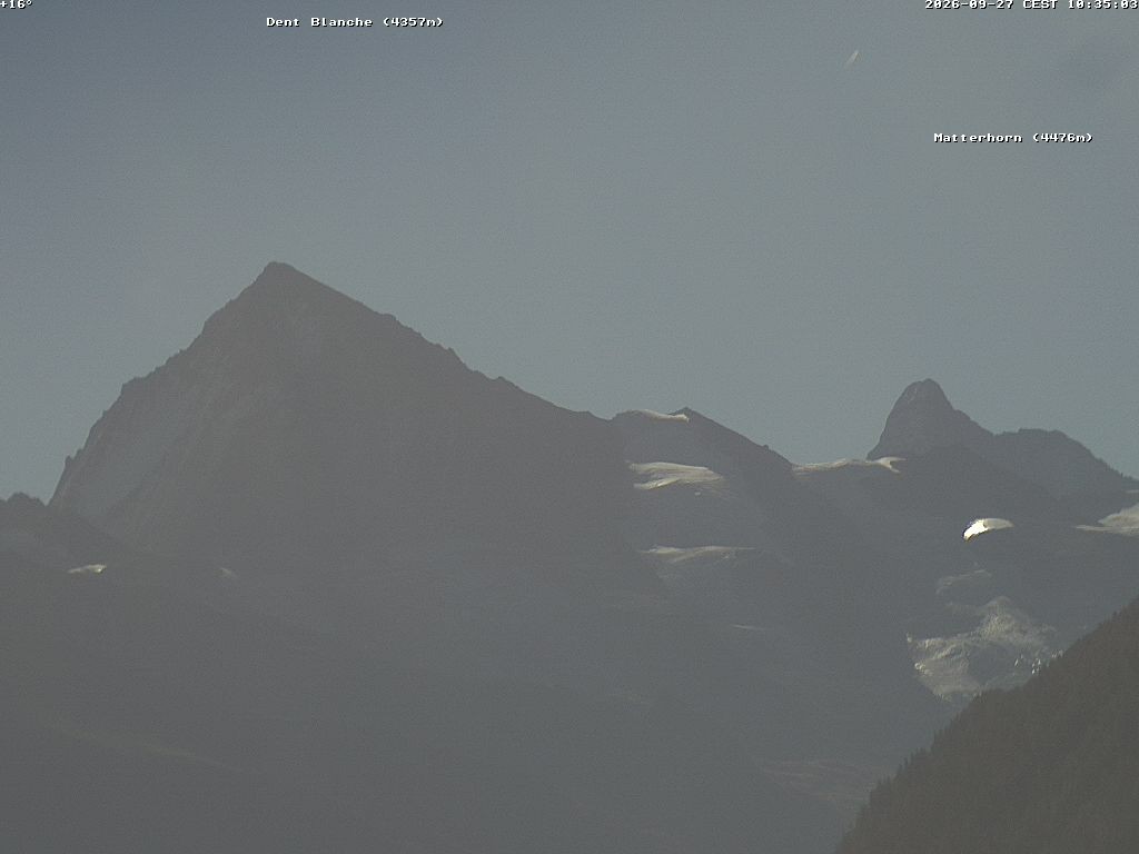 Archiv Foto Webcam Thyon: Les Masses - Blick Richtung Dent Blanche und Matterhorn