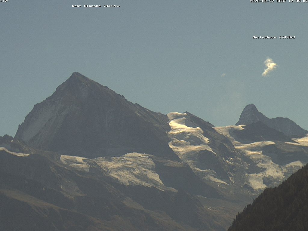 Archiv Foto Webcam Thyon: Les Masses - Blick Richtung Dent Blanche und Matterhorn