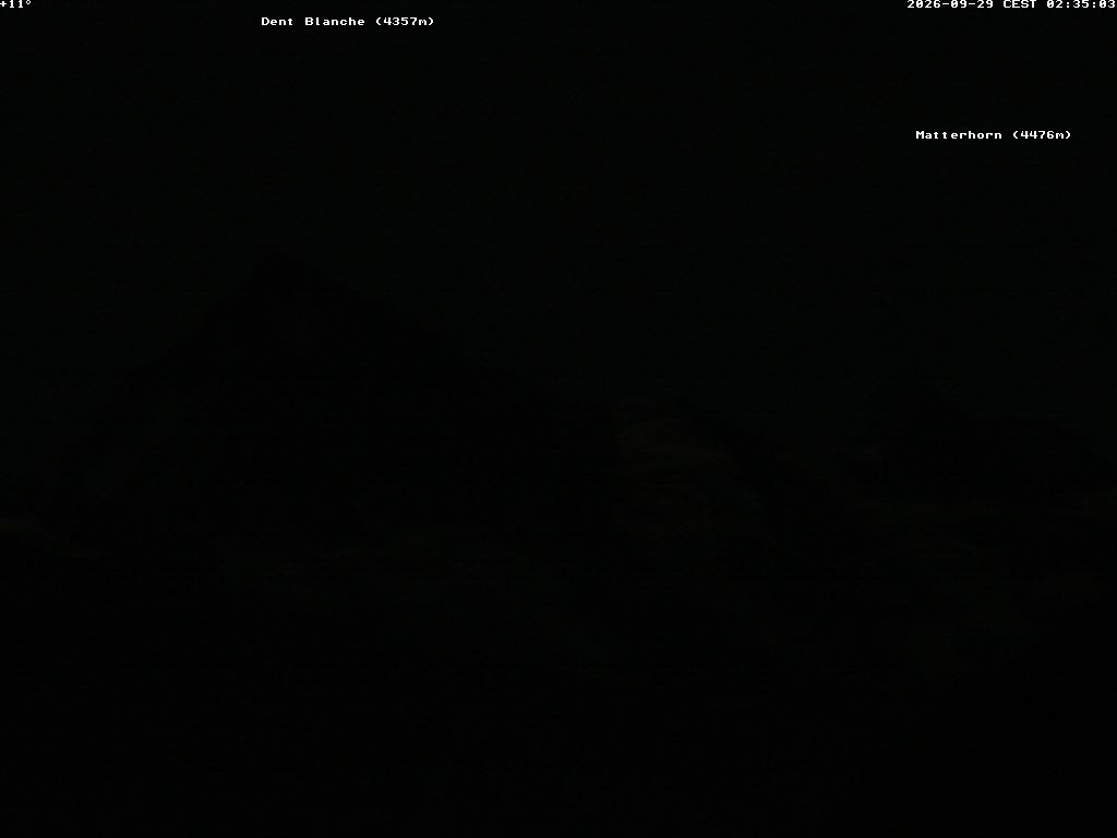 Archiv Foto Webcam Thyon: Les Masses - Blick Richtung Dent Blanche und Matterhorn