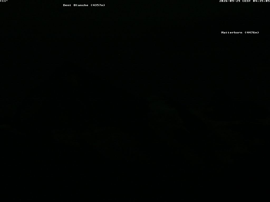 Archiv Foto Webcam Thyon: Les Masses - Blick Richtung Dent Blanche und Matterhorn