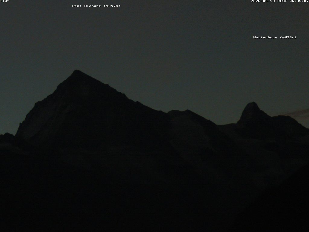 Archiv Foto Webcam Thyon: Les Masses - Blick Richtung Dent Blanche und Matterhorn
