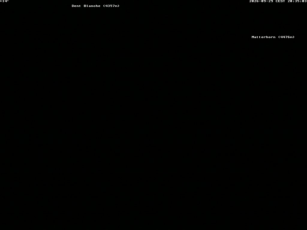 Archiv Foto Webcam Thyon: Les Masses - Blick Richtung Dent Blanche und Matterhorn