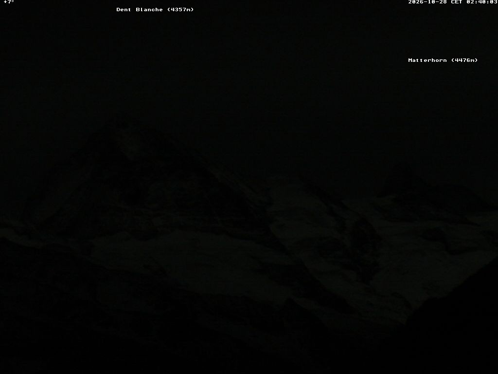 Archived image Webcam Thyon: Les Masses - View of Dent Blanche and Matterhorn