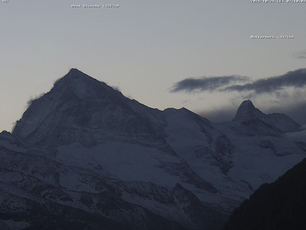 Archived image Webcam Thyon: Les Masses - View of Dent Blanche and Matterhorn
