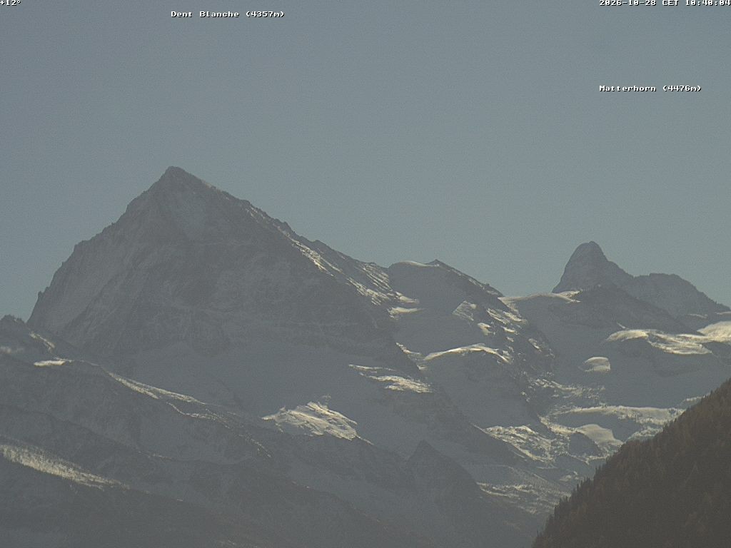 Archived image Webcam Thyon: Les Masses - View of Dent Blanche and Matterhorn