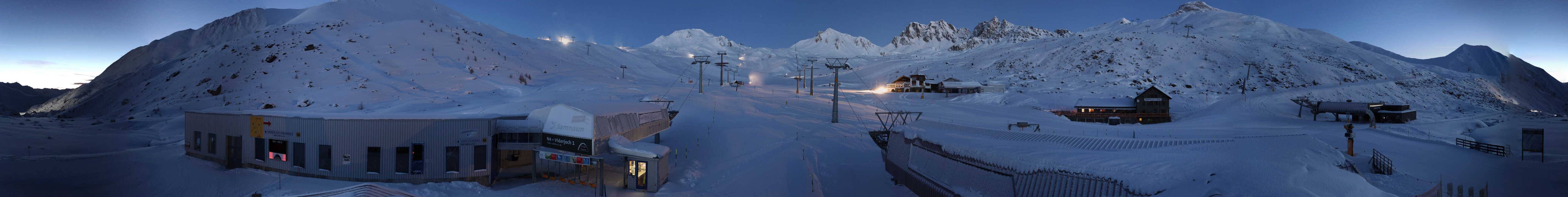 Archived image Webcam Samnaun: View from Alp Trida to Viderjoch