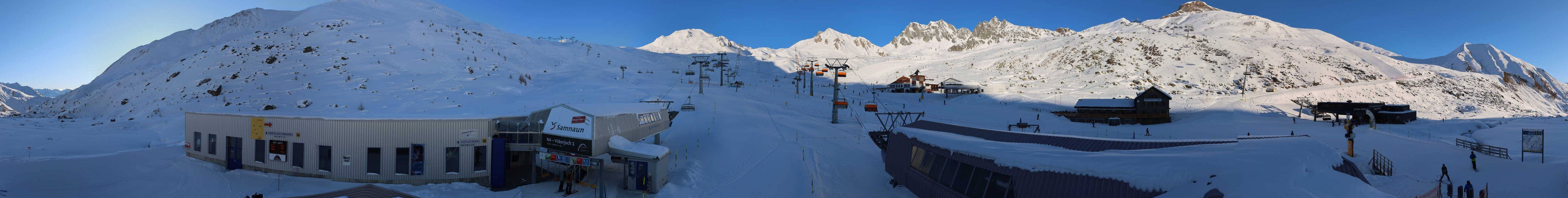 Archived image Webcam Samnaun: View from Alp Trida to Viderjoch