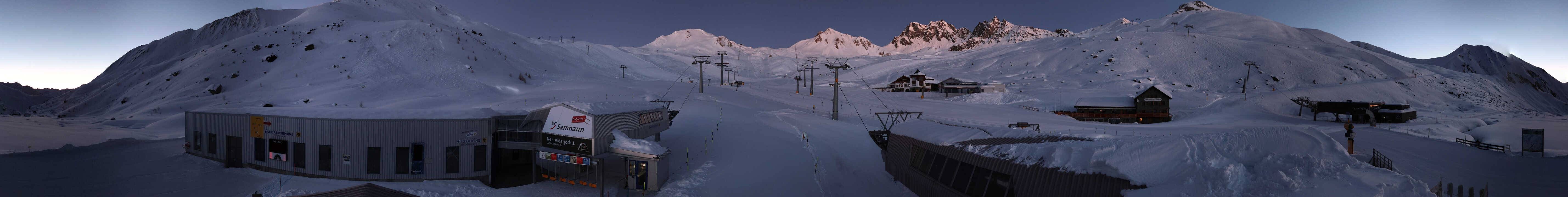 Archived image Webcam Samnaun: View from Alp Trida to Viderjoch