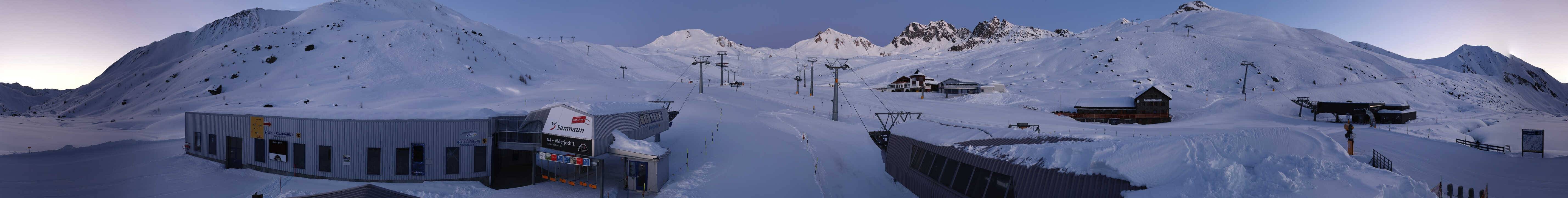 Archived image Webcam Samnaun: View from Alp Trida to Viderjoch