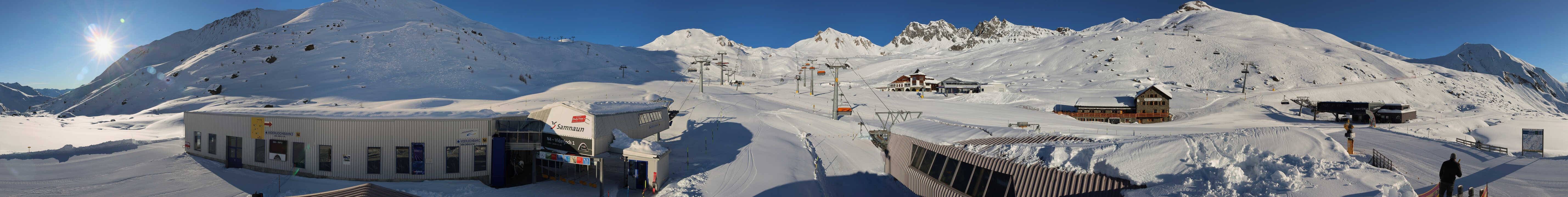 Archived image Webcam Samnaun: View from Alp Trida to Viderjoch