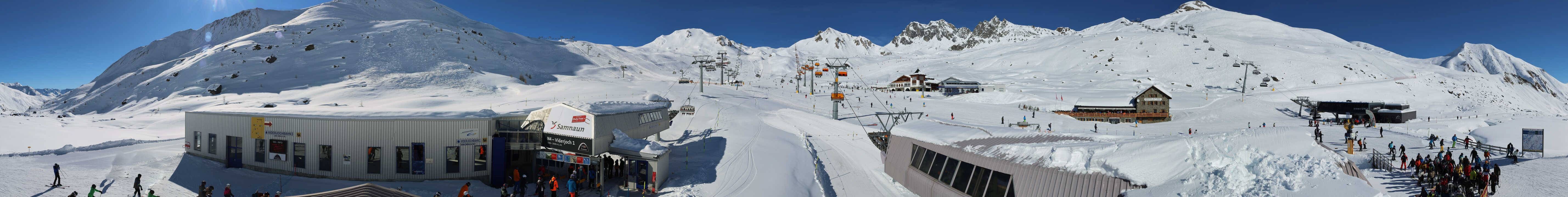 Archived image Webcam Samnaun: View from Alp Trida to Viderjoch