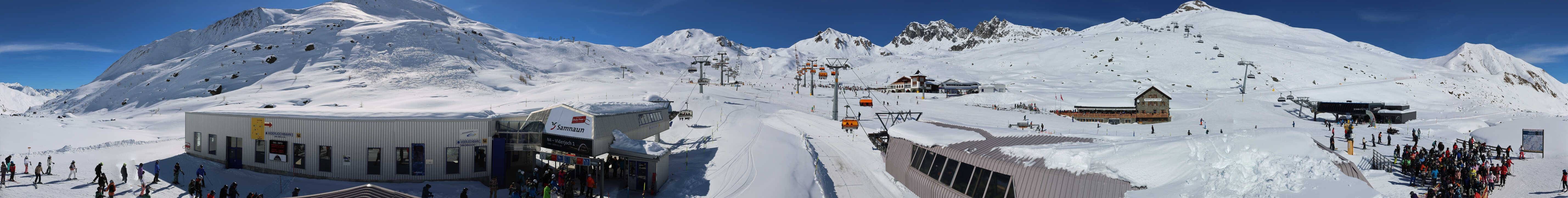 Archived image Webcam Samnaun: View from Alp Trida to Viderjoch