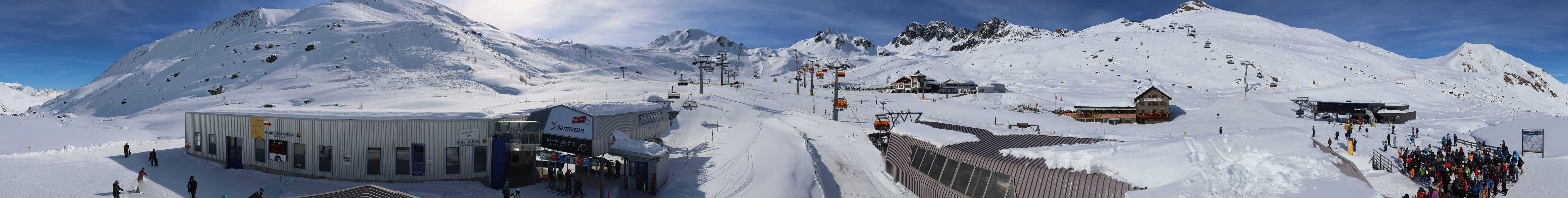 Archived image Webcam Samnaun: View from Alp Trida to Viderjoch