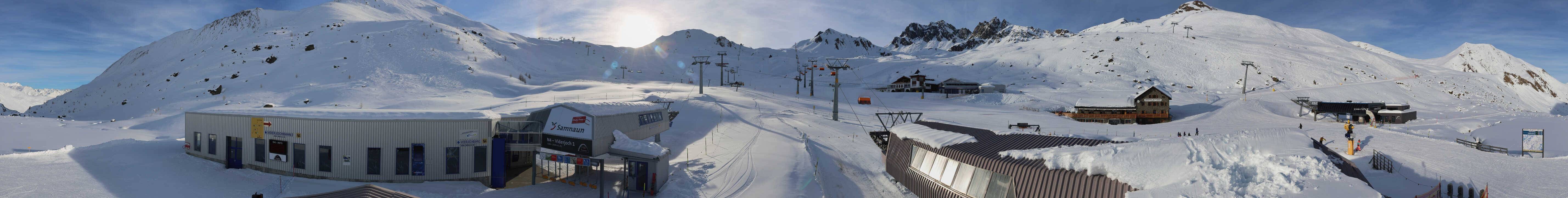 Archived image Webcam Samnaun: View from Alp Trida to Viderjoch