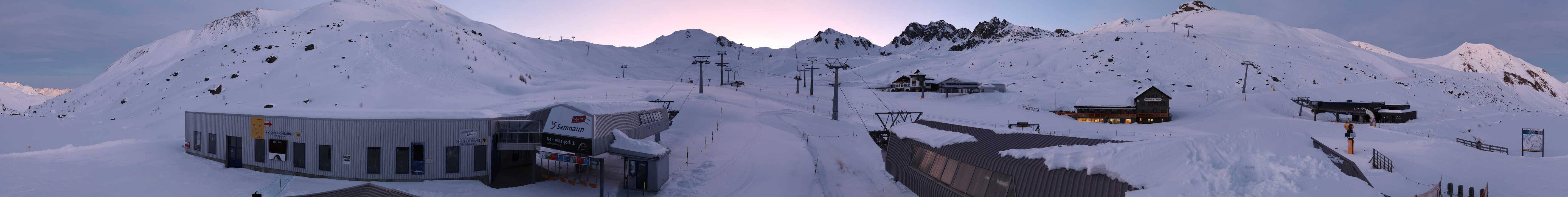Archived image Webcam Samnaun: View from Alp Trida to Viderjoch