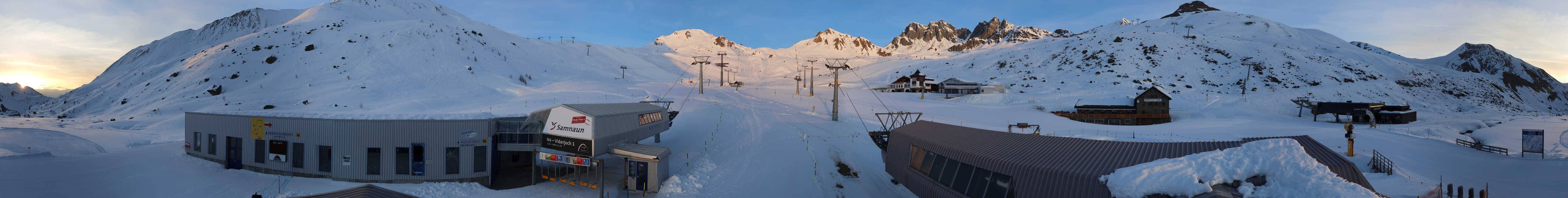 Archived image Webcam Samnaun: View from Alp Trida to Viderjoch