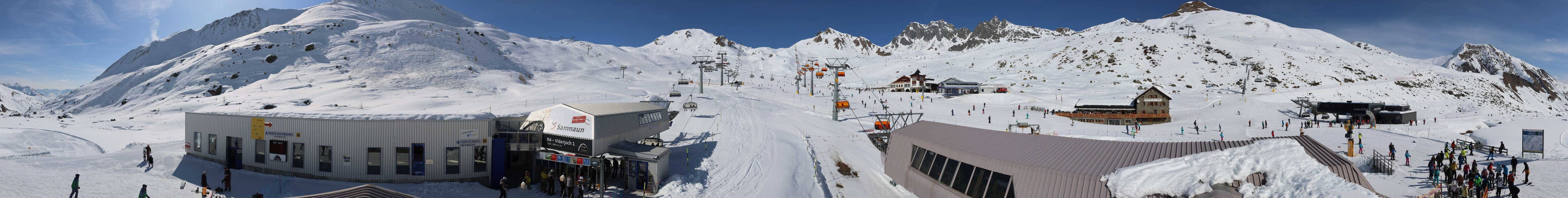 Archived image Webcam Samnaun: View from Alp Trida to Viderjoch