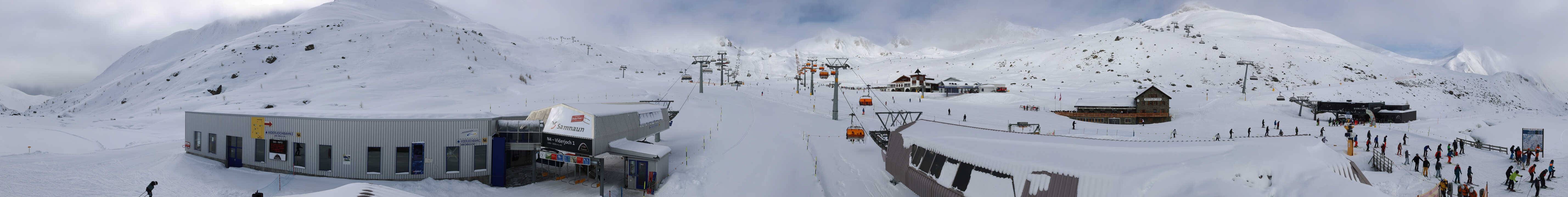 Archived image Webcam Samnaun: View from Alp Trida to Viderjoch