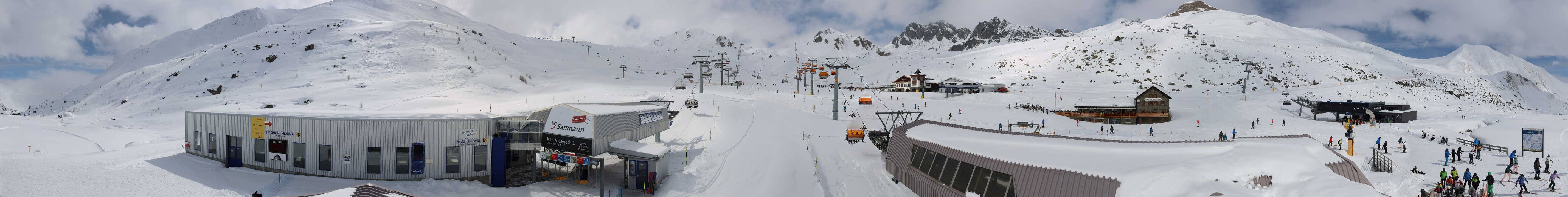 Archived image Webcam Samnaun: View from Alp Trida to Viderjoch