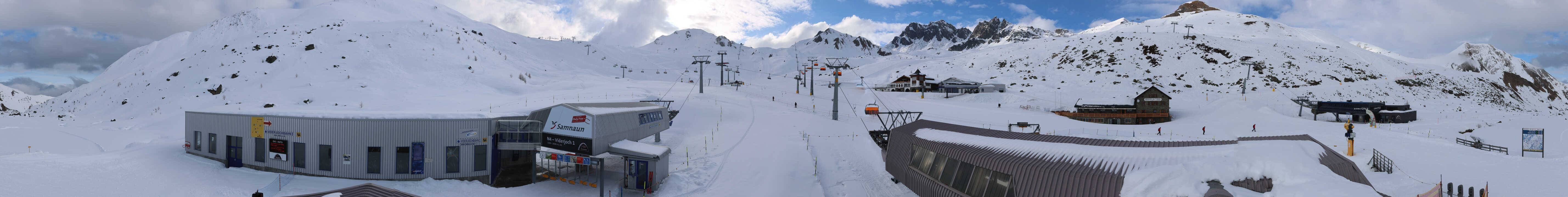 Archived image Webcam Samnaun: View from Alp Trida to Viderjoch