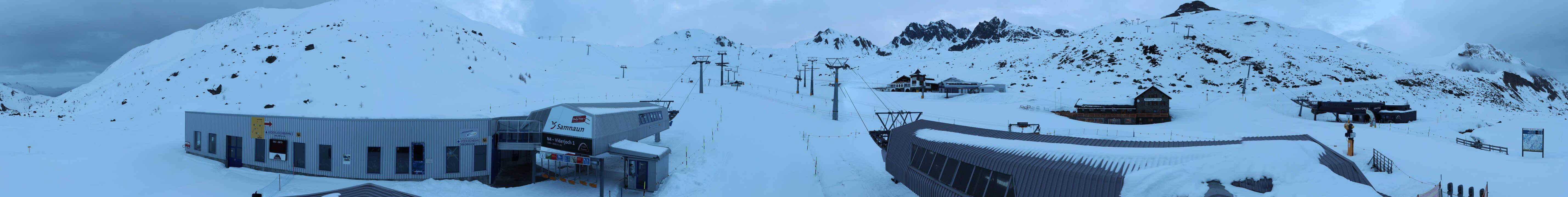 Archived image Webcam Samnaun: View from Alp Trida to Viderjoch