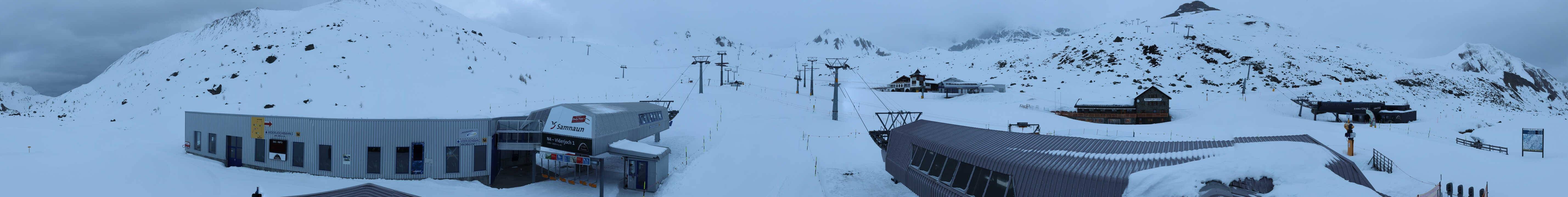Archived image Webcam Samnaun: View from Alp Trida to Viderjoch