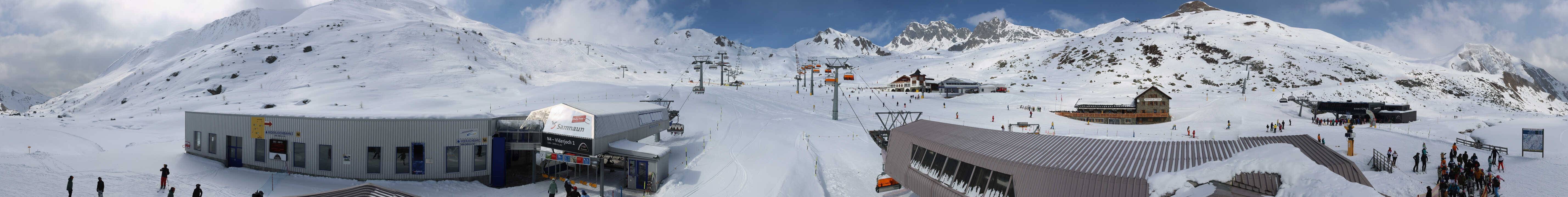 Archived image Webcam Samnaun: View from Alp Trida to Viderjoch