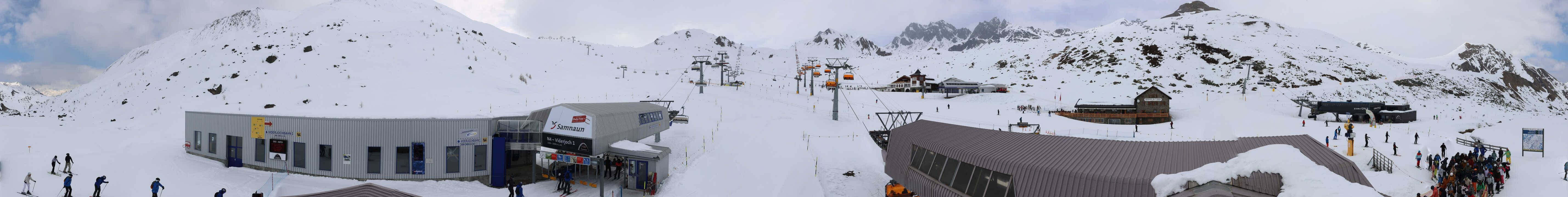 Archived image Webcam Samnaun: View from Alp Trida to Viderjoch