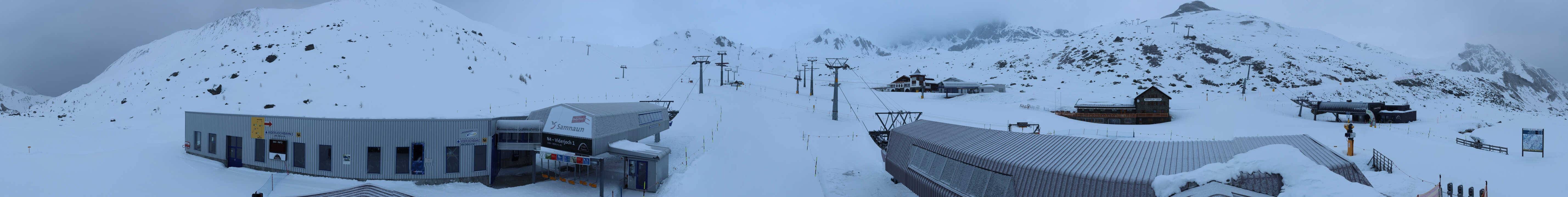 Archived image Webcam Samnaun: View from Alp Trida to Viderjoch