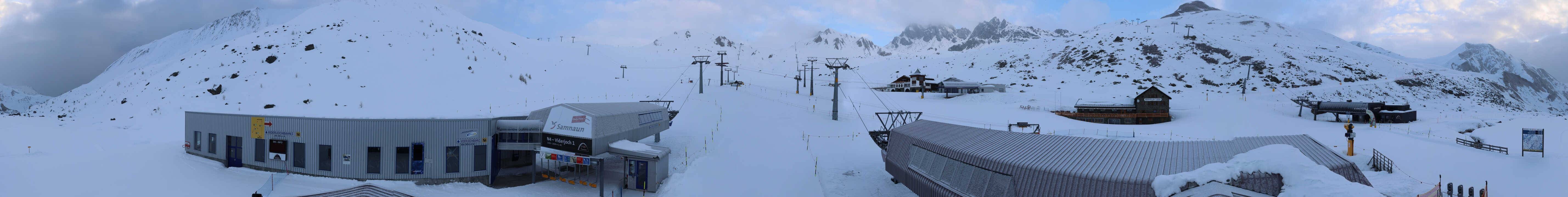 Archived image Webcam Samnaun: View from Alp Trida to Viderjoch