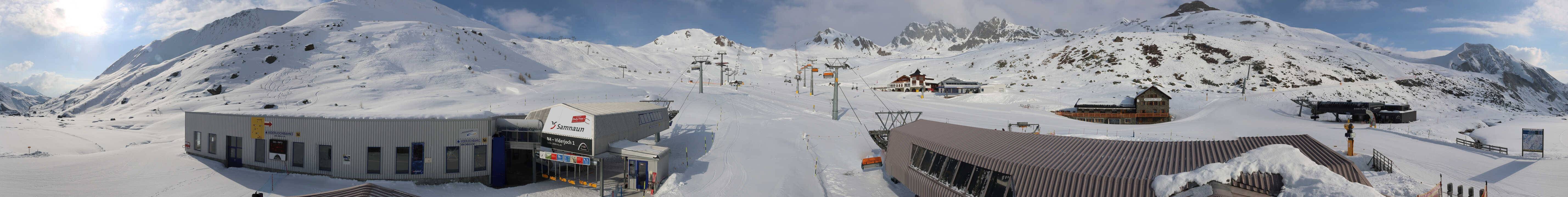Archived image Webcam Samnaun: View from Alp Trida to Viderjoch