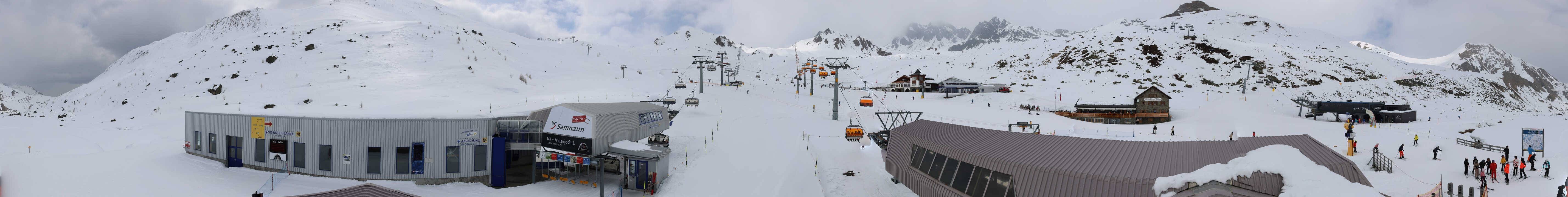 Archived image Webcam Samnaun: View from Alp Trida to Viderjoch