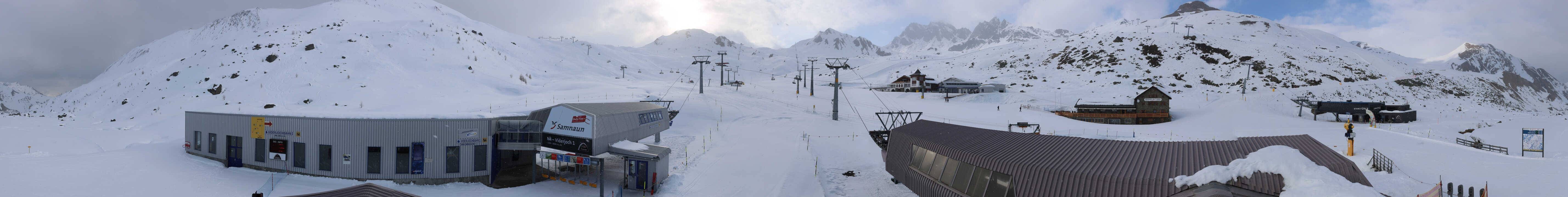 Archived image Webcam Samnaun: View from Alp Trida to Viderjoch