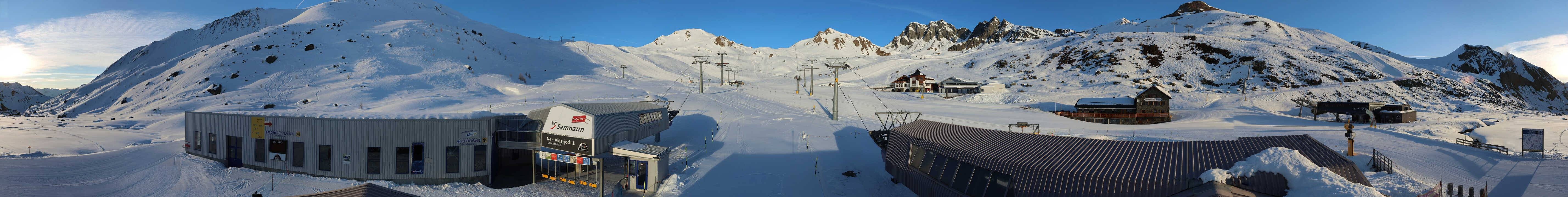 Archived image Webcam Samnaun: View from Alp Trida to Viderjoch