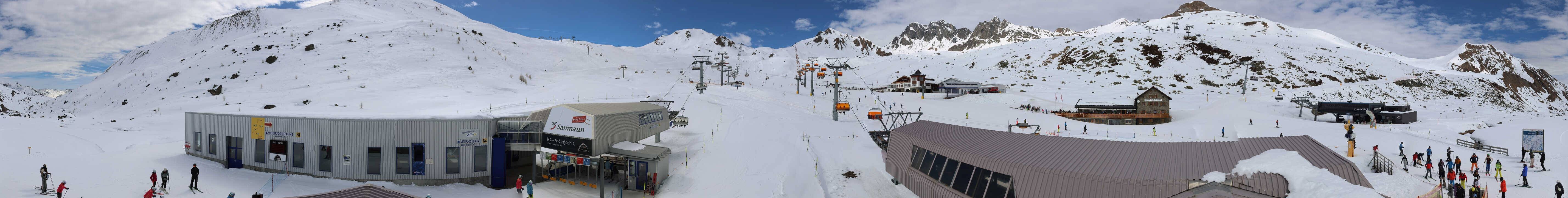 Archived image Webcam Samnaun: View from Alp Trida to Viderjoch