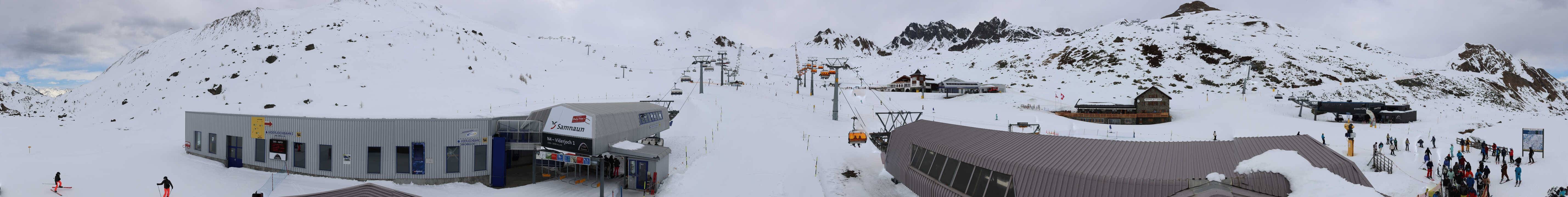 Archived image Webcam Samnaun: View from Alp Trida to Viderjoch