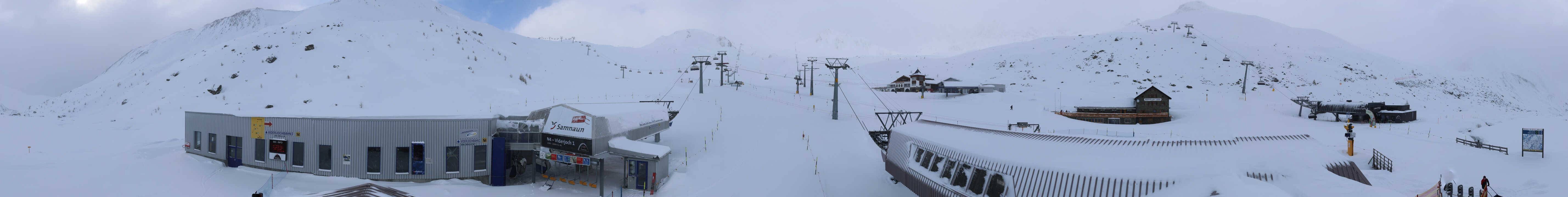 Archived image Webcam Samnaun: View from Alp Trida to Viderjoch