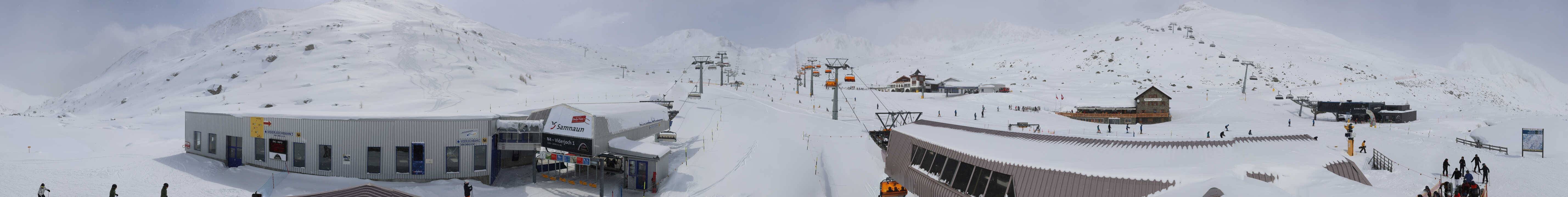 Archived image Webcam Samnaun: View from Alp Trida to Viderjoch