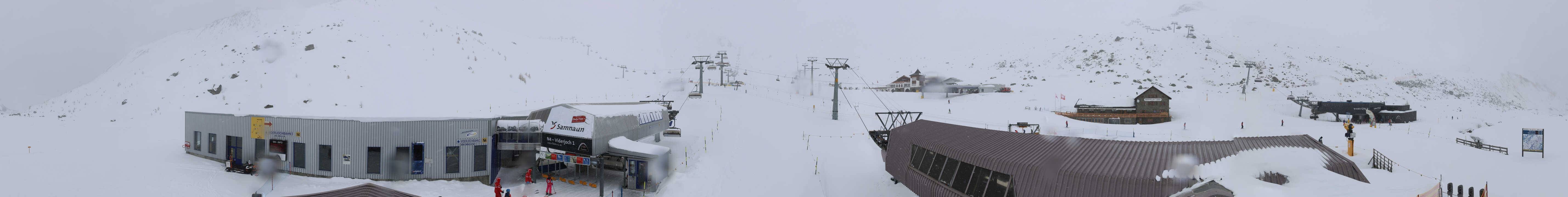 Archived image Webcam Samnaun: View from Alp Trida to Viderjoch