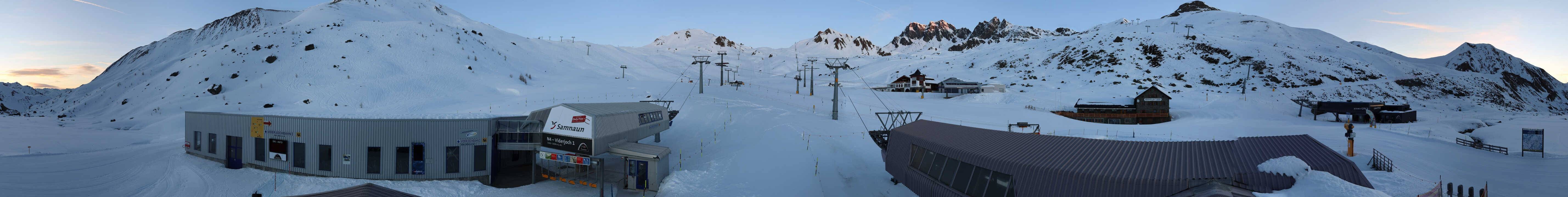 Archived image Webcam Samnaun: View from Alp Trida to Viderjoch