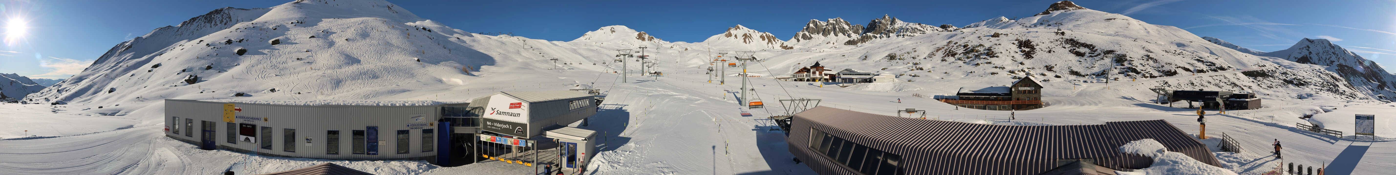 Archived image Webcam Samnaun: View from Alp Trida to Viderjoch