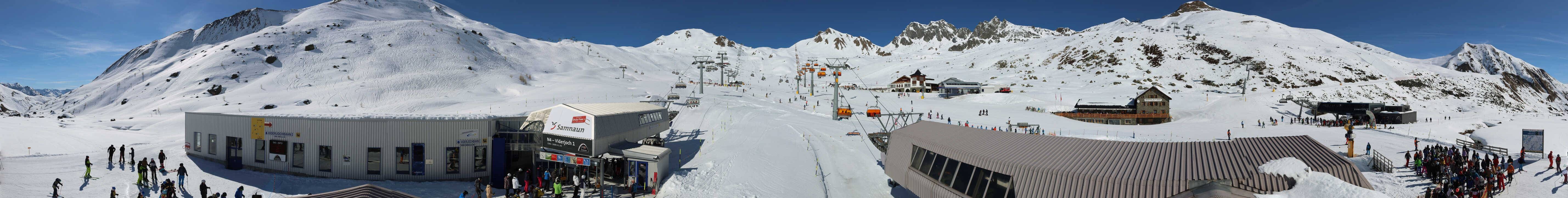 Archived image Webcam Samnaun: View from Alp Trida to Viderjoch
