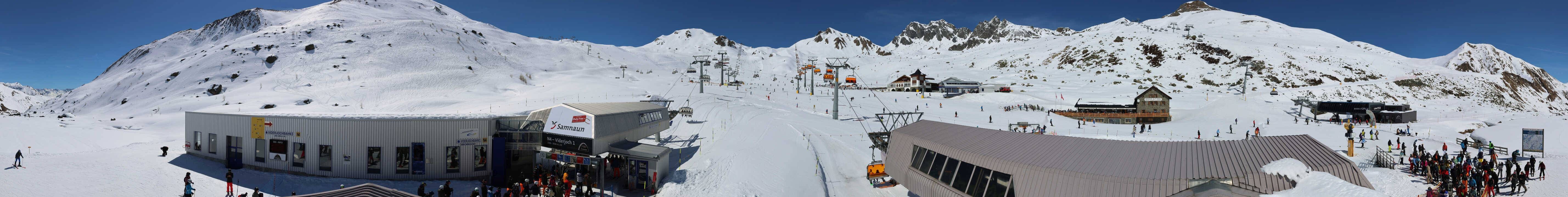 Archived image Webcam Samnaun: View from Alp Trida to Viderjoch