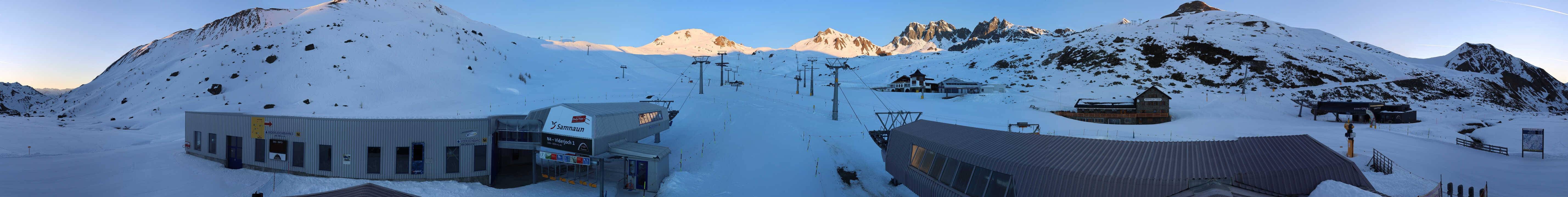 Archived image Webcam Samnaun: View from Alp Trida to Viderjoch