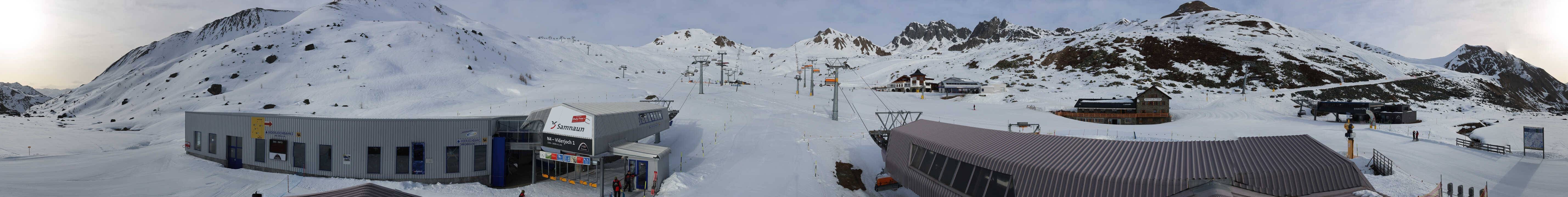 Archived image Webcam Samnaun: View from Alp Trida to Viderjoch