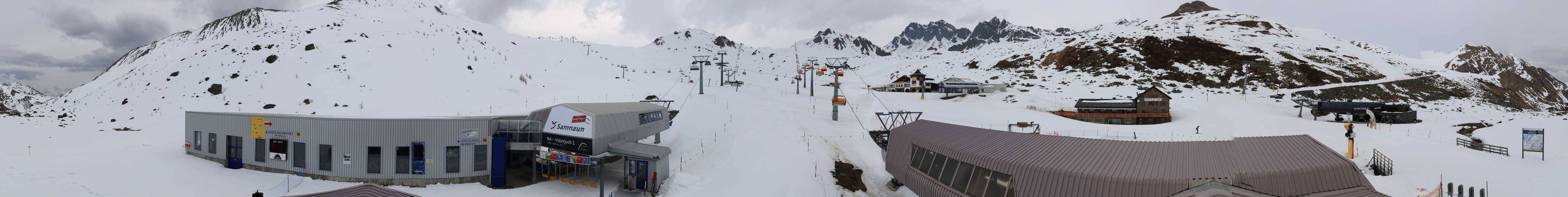 Archived image Webcam Samnaun: View from Alp Trida to Viderjoch